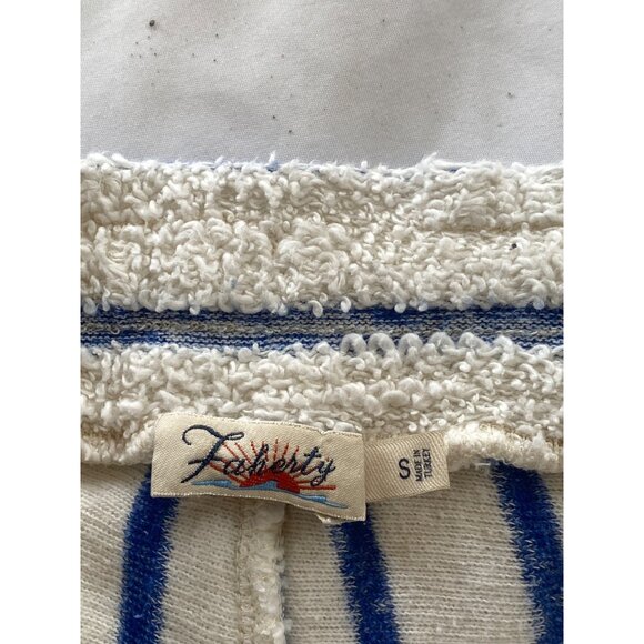 Faherty Pacífica Terry Shorts Stripes Cream Blue Pockets Drawstring Coastal - Picture 8 of 11